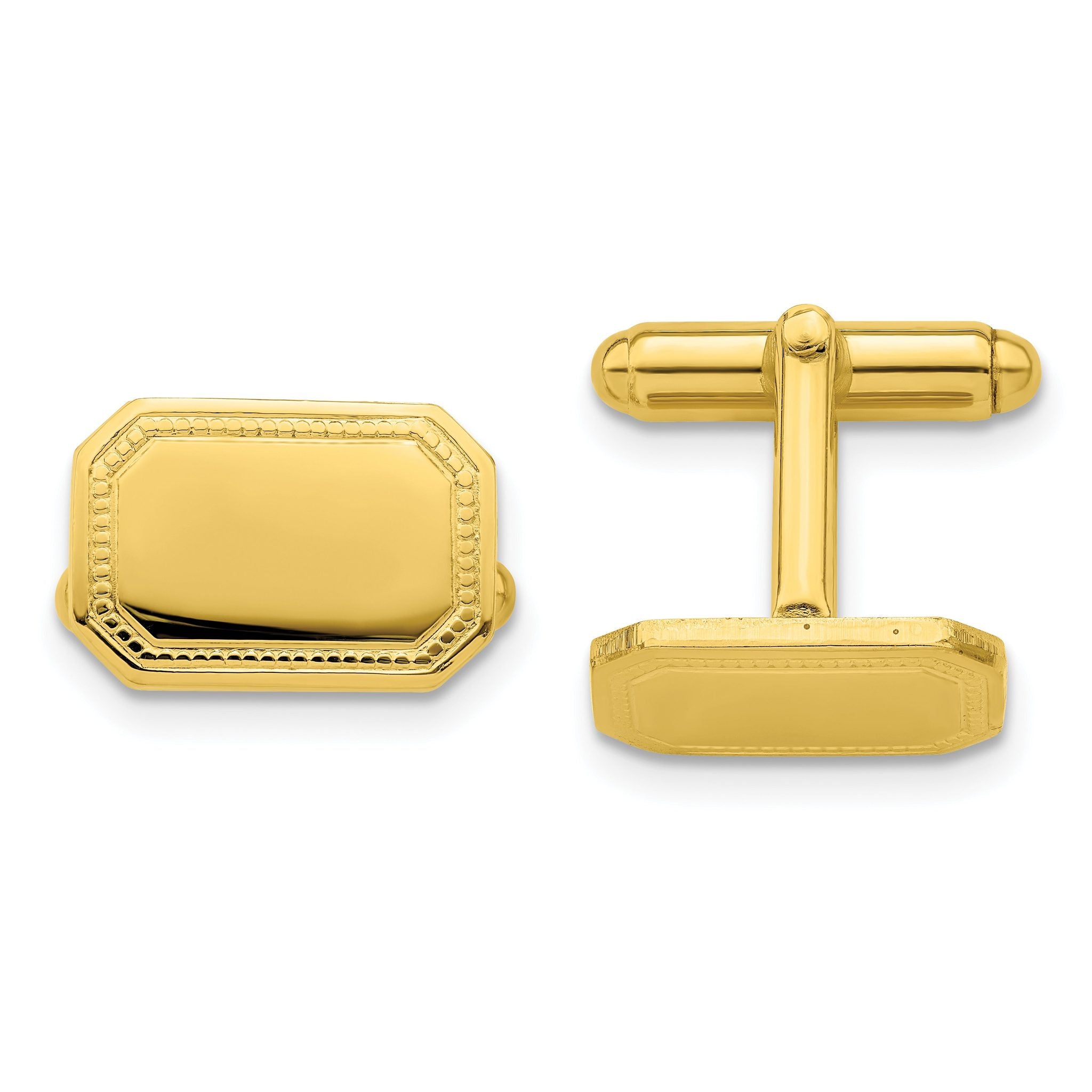 Gold-Plated Polished Engravable Cuff Links by Kelly Waters