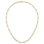 14k Two-tone Polished Paperclip Links and Faceted Beads 18 inch Necklace