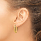 14K Polished Diamond-cut Fancy Oval Hoop Earrings