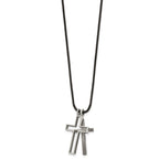 Cross Pendant Necklace in Titanium on Leather Cord