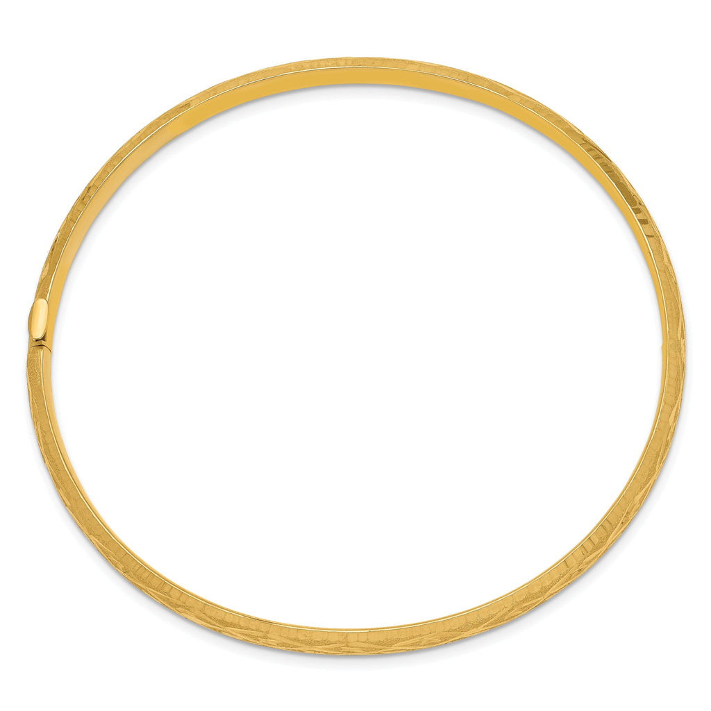 10k 3/16 Diamond-cut Fancy Hinged Bangle Bracelet