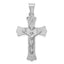 14K White Gold Crucifix Pendant with Polished Diamond-Cut Finish