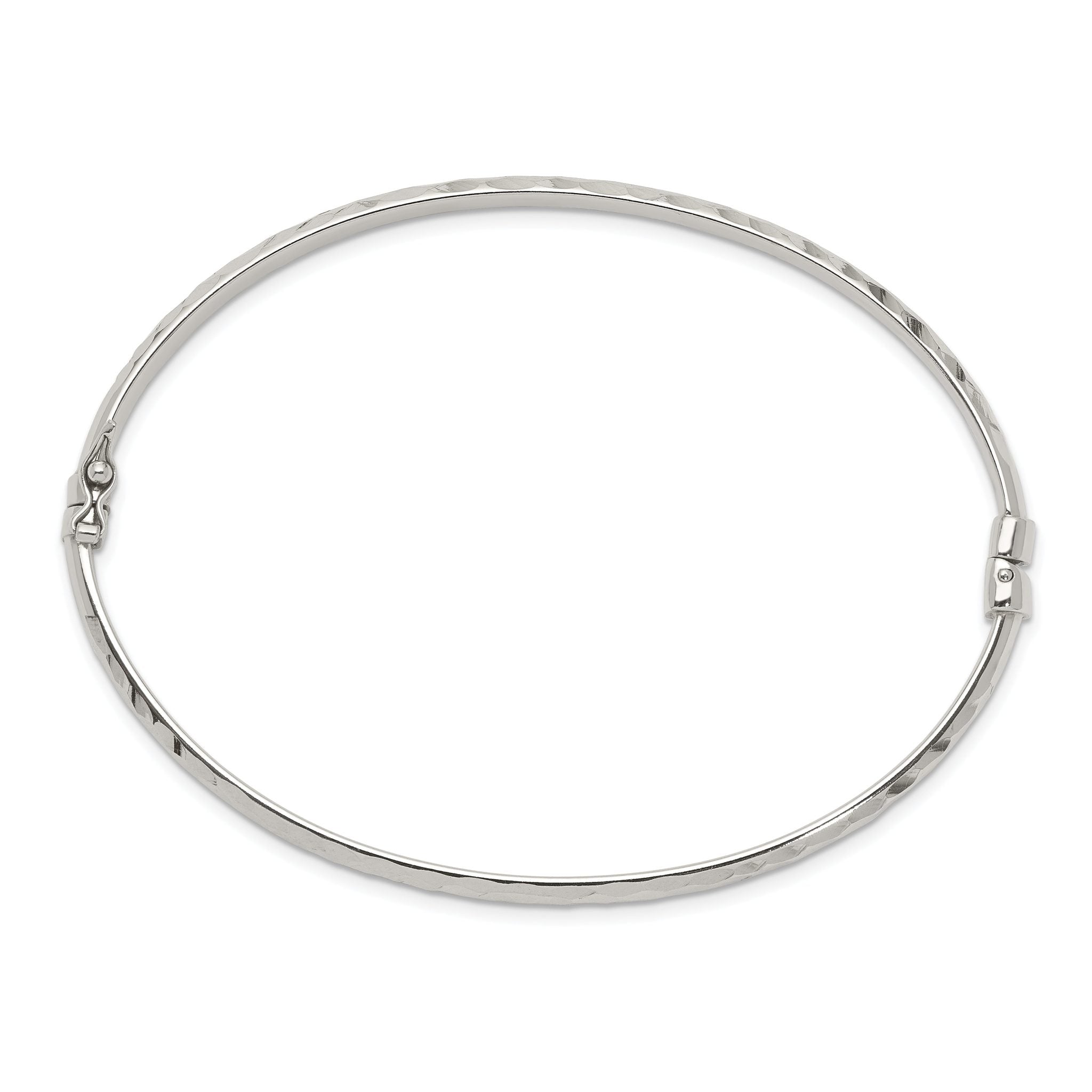 Sterling Silver Diamond Cut 4mm Bangle and 3mm Hoop Earring Set Secondary image
