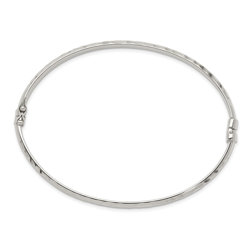 Sterling Silver Diamond Cut 4mm Bangle and 3mm Hoop Earring Set