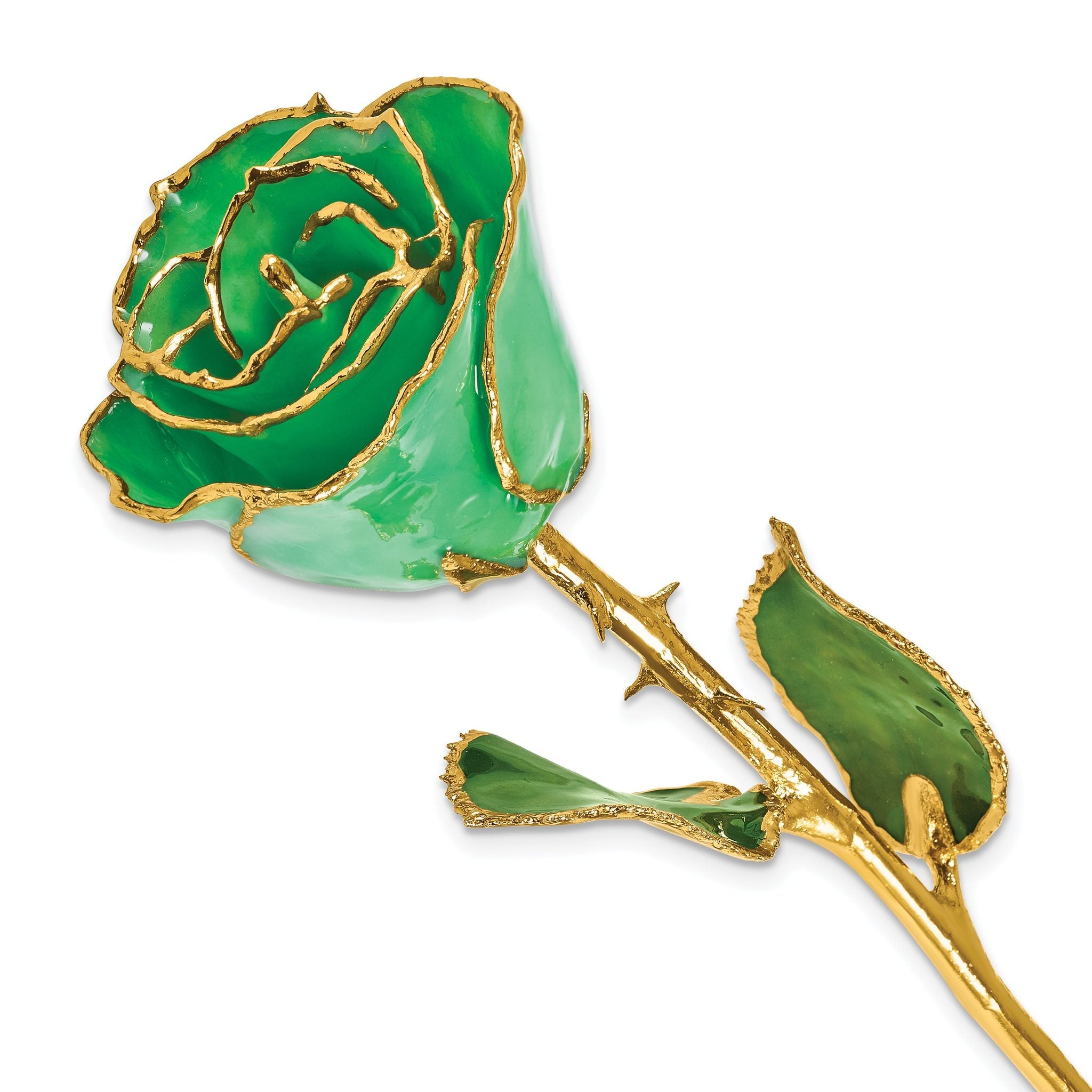 Lacquer Dipped Gold Trim May Birthstone Emerald Rose Main image