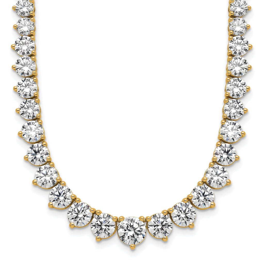 14k 26 3/4 carat Lab Grown Diamond VS+ F+ Complete Round 18 inch Graduated Tennis Necklace
