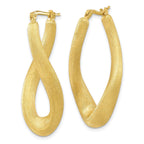 Brushed & Twisted Oval Hoop Earrings in Gold-Tone Sterling Silver