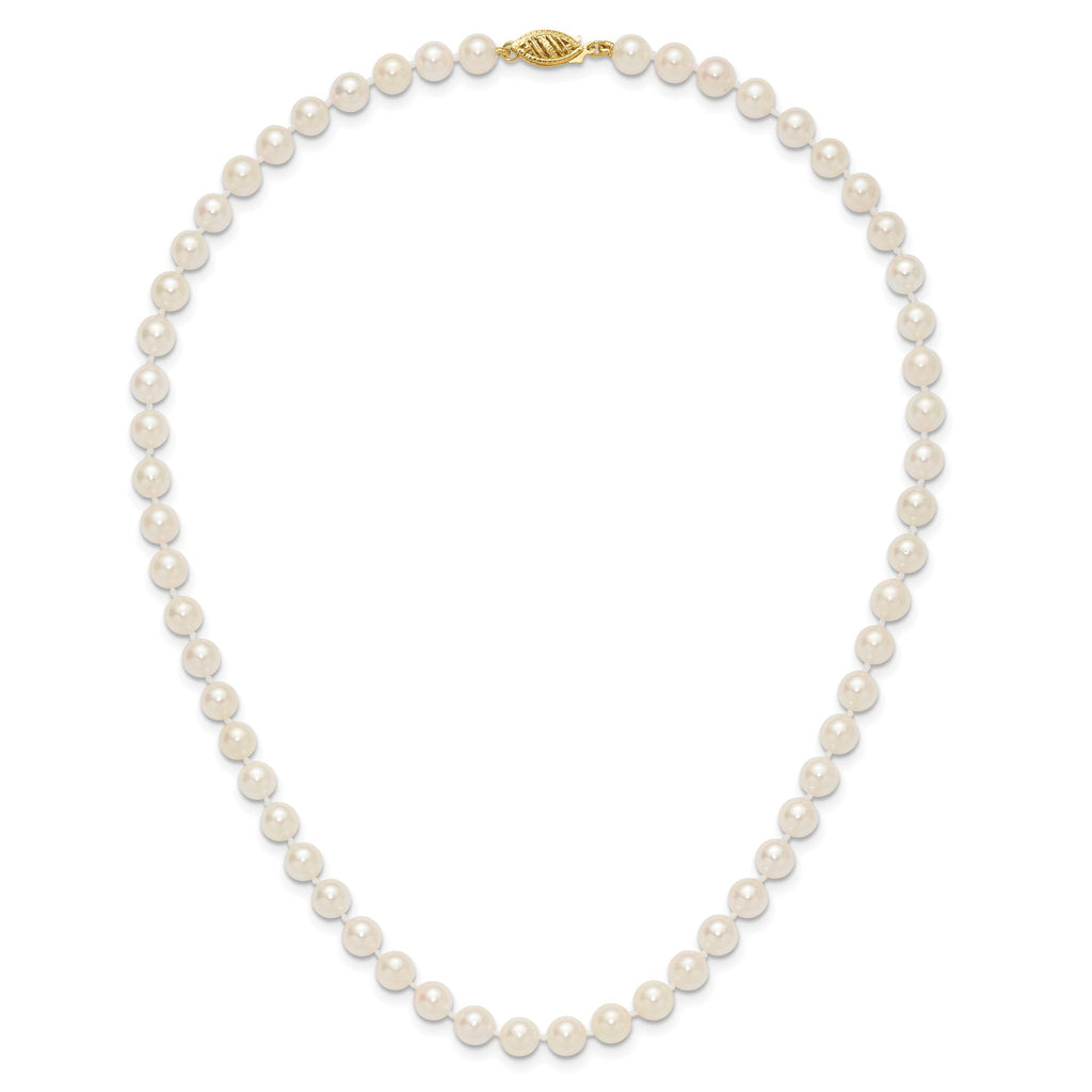 14k 6-7mm White Round Akoya Saltwater Cultured Pearl Necklace