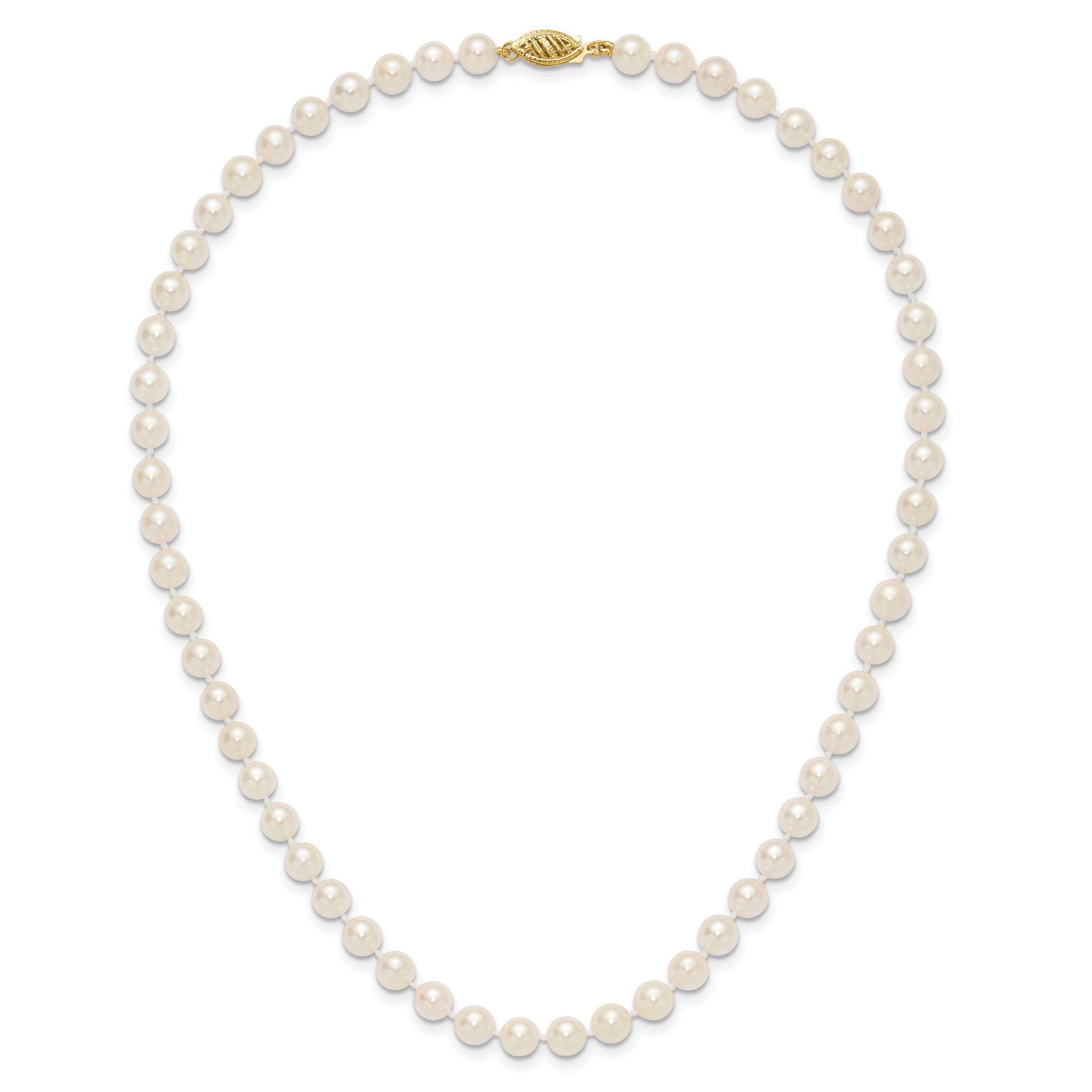 14k 6-7mm White Round Akoya Saltwater Cultured Pearl Necklace