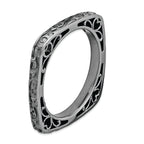 Black-Plated Square Stackable Ring in Sterling Silver
