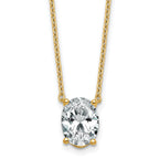 14k 2 1/2 carat Certified Lab Grown Diamond VS+ F+ Oval Complete Four Prong 18 inch Pendant Necklace
