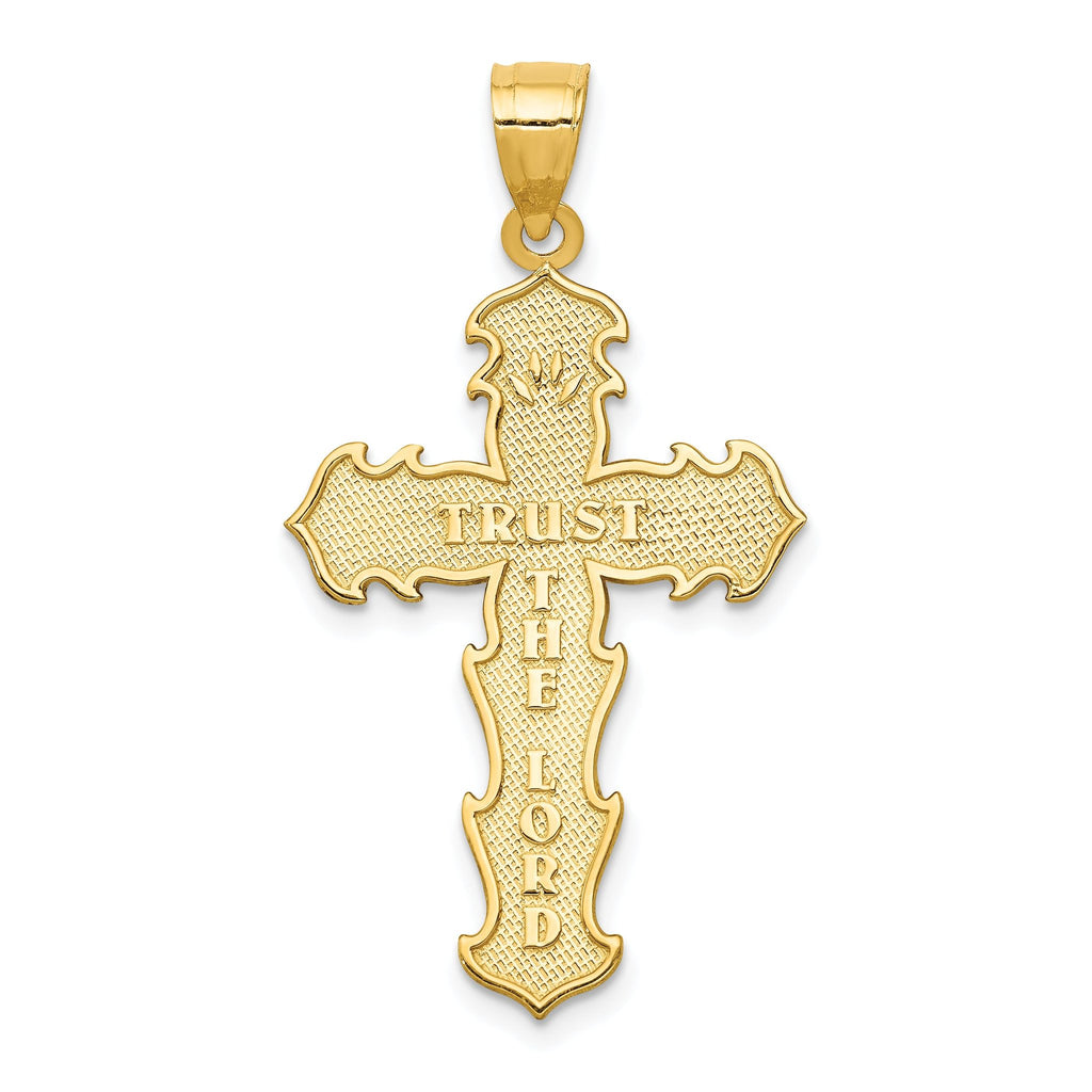 14K Gold Passion Cross Pendant, Reversible Design, 36mm Elegant Charm