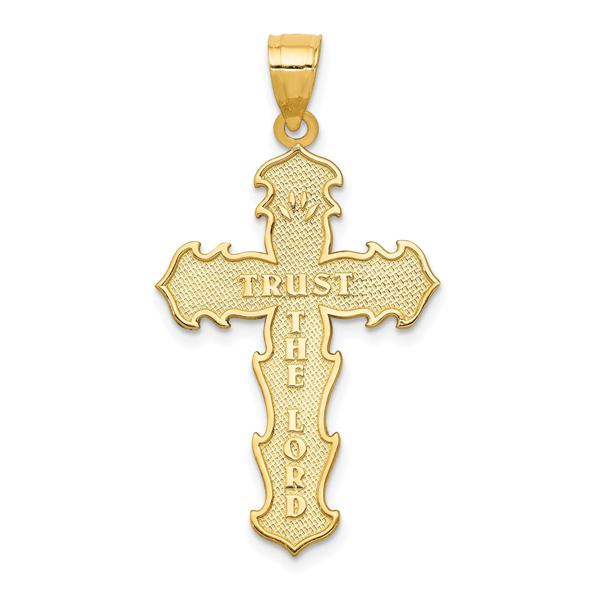 14K Gold Passion Cross Pendant, Reversible Design, 36mm Elegant Charm