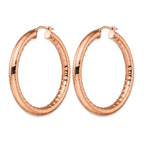 Stainless Steel Rose Gold-Tone Polished Textured Hoop Earrings for Women