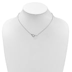 SS RH-plated Polish Intertwined Teardrop w/2in ext. Necklace