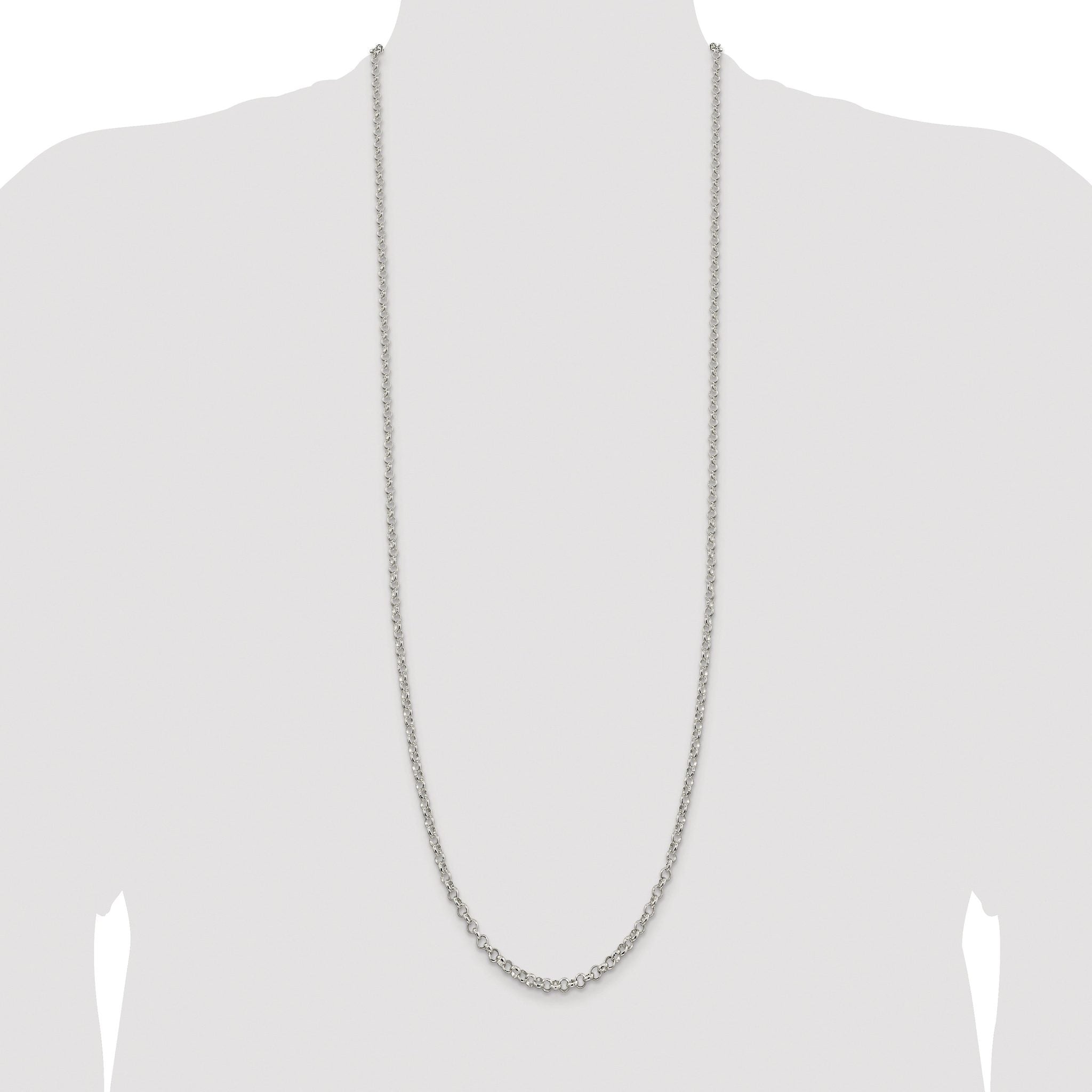 Polished Rolo Chain Necklace in Sterling Silver, 4mm