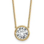 14k 3 carat Certified Lab Grown Diamond VS+ F+ Round Complete Bezel Set 18 inch Necklace