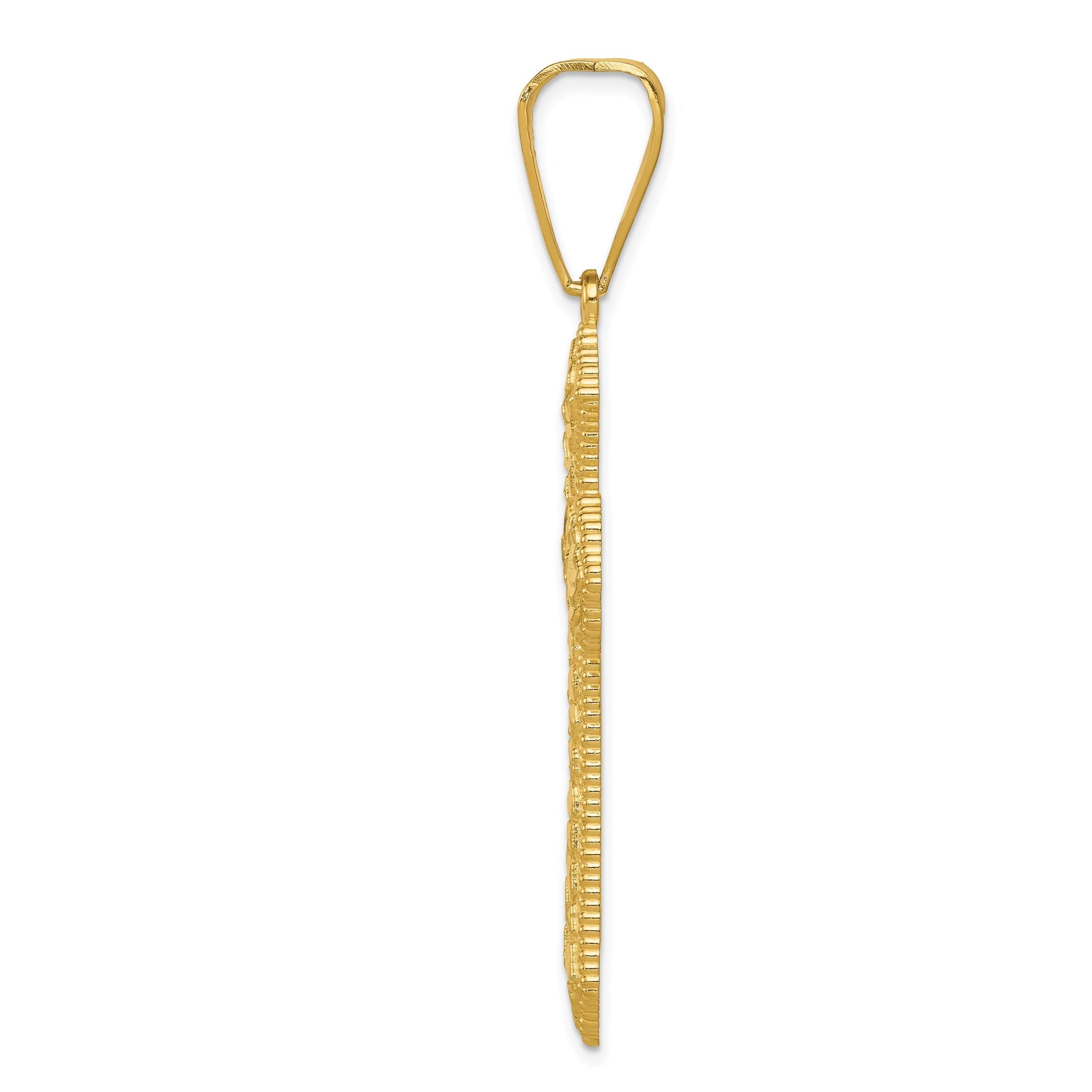 14K Gold Diamond-Cut Budded Cross Pendant with Polished Finish by Sophia Jewelers Secondary image