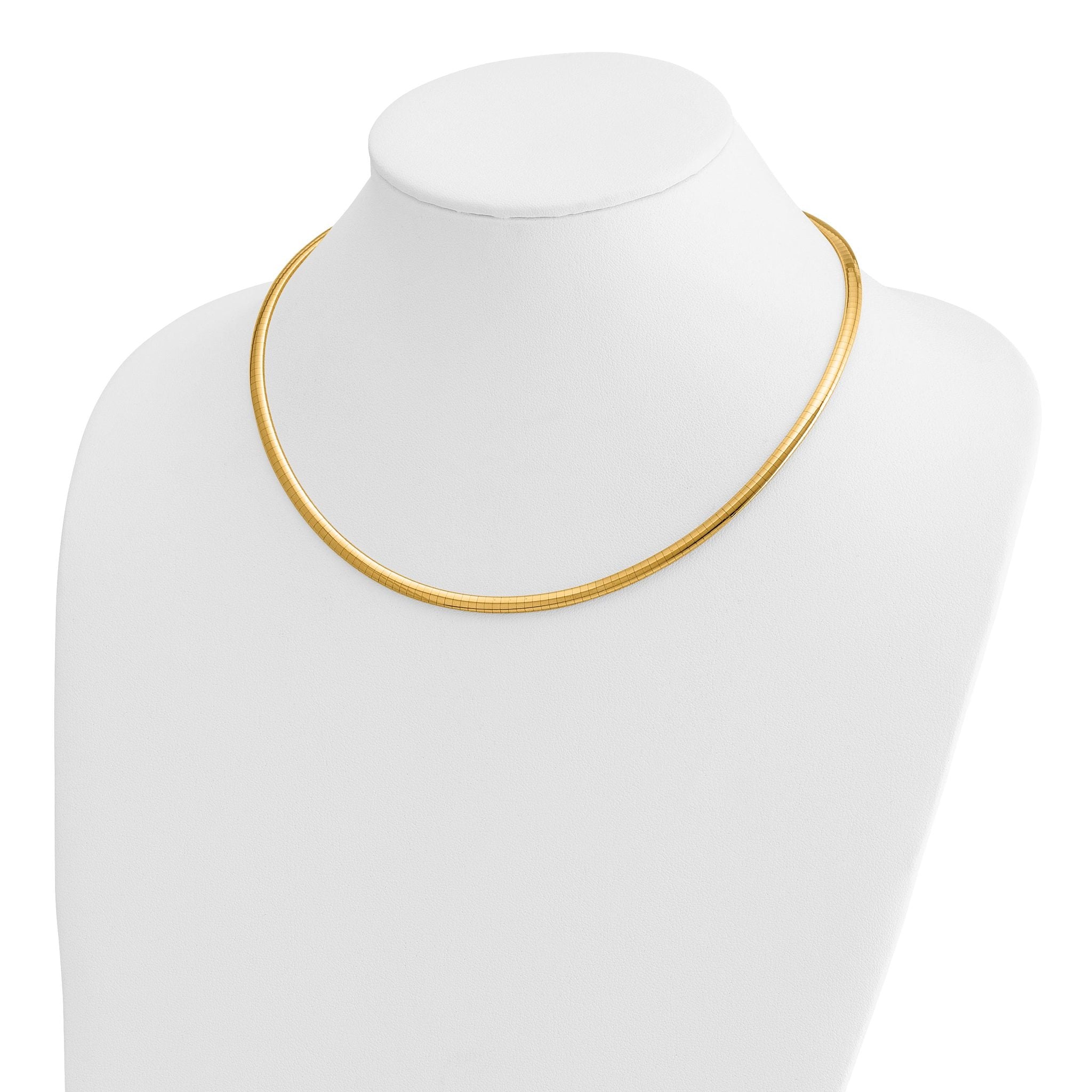 14k Polished 4mm Lightweight Domed Omega Necklace