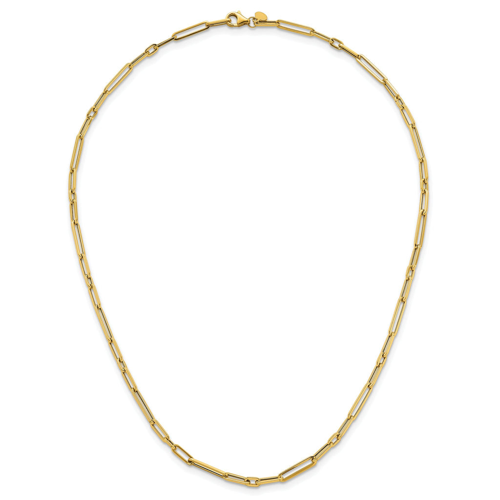 14k Polished 2.9mm Fancy Long and Short Paperclip Link 17 inch Necklace