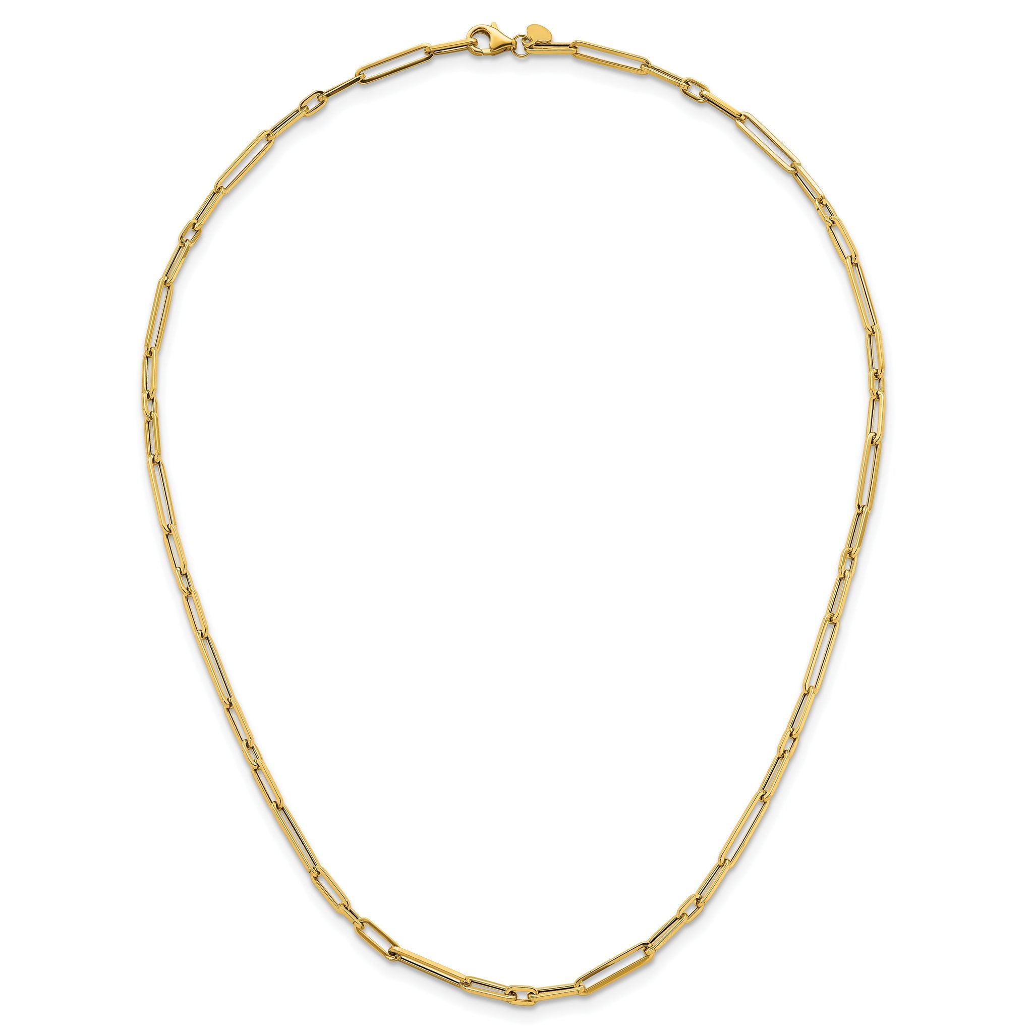 14k Polished 2.9mm Fancy Long and Short Paperclip Link 17 inch Necklace