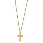 10K Tri-Color Black Hills Gold Crucifix Necklace with Polished Finish