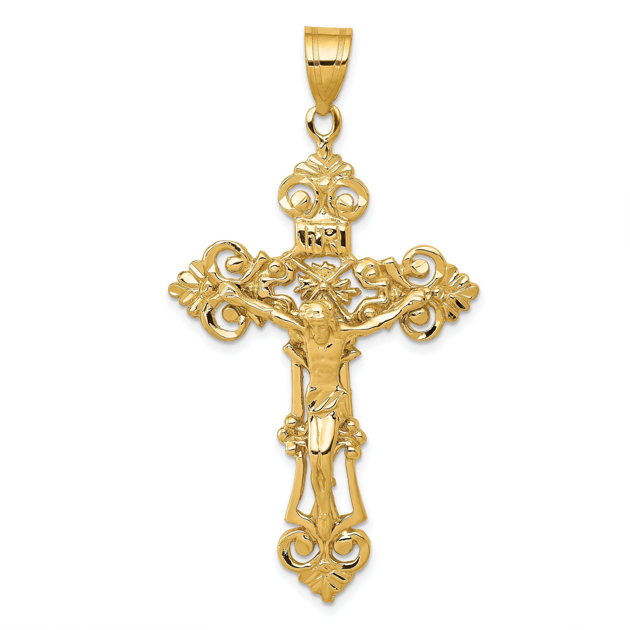 10k INRI Fleur De Lis Crucifix Pendant Main image