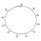 Puffed Heart Anklet in Sterling Silver