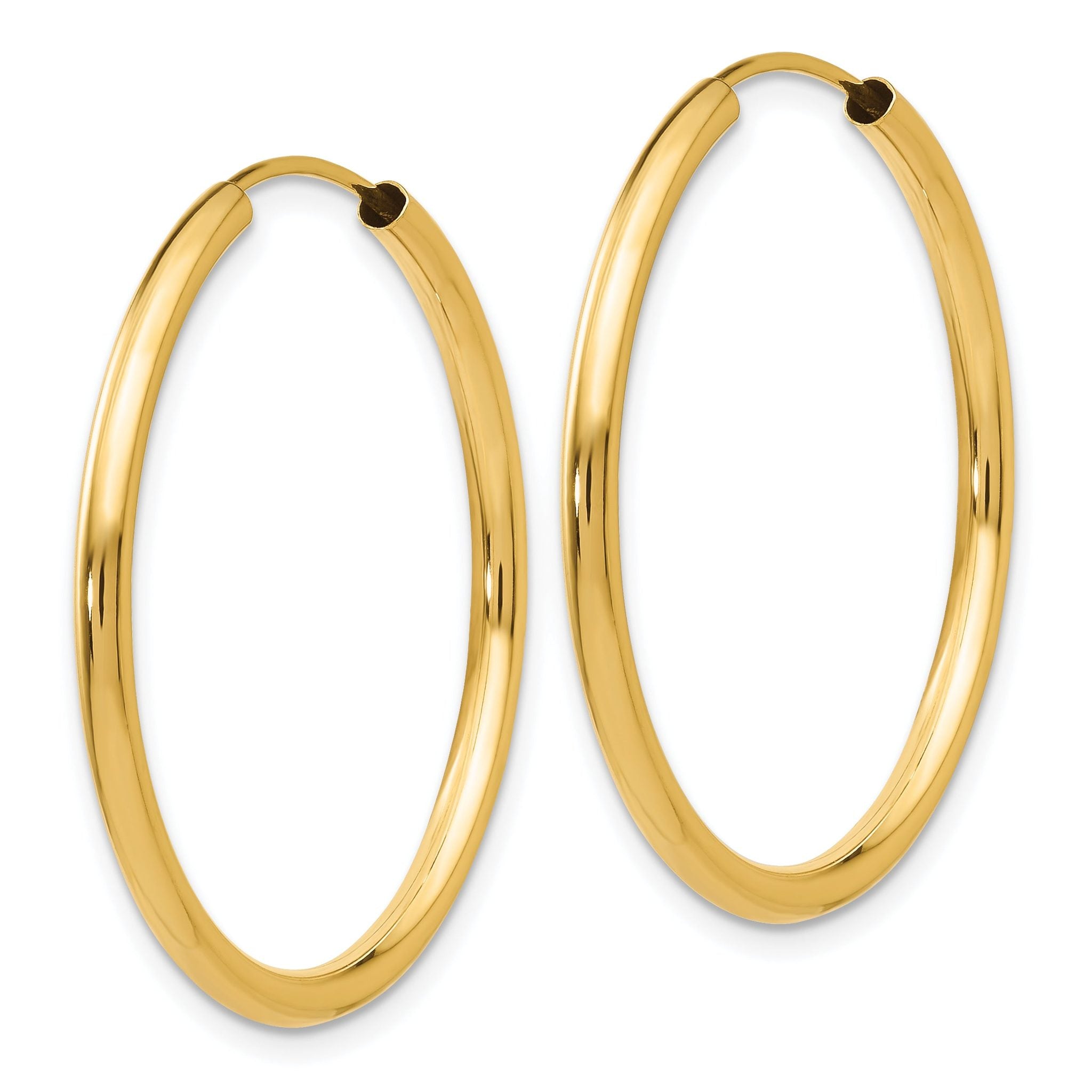 14k Polished Round Endless 2mm Hoop Earrings Secondary image