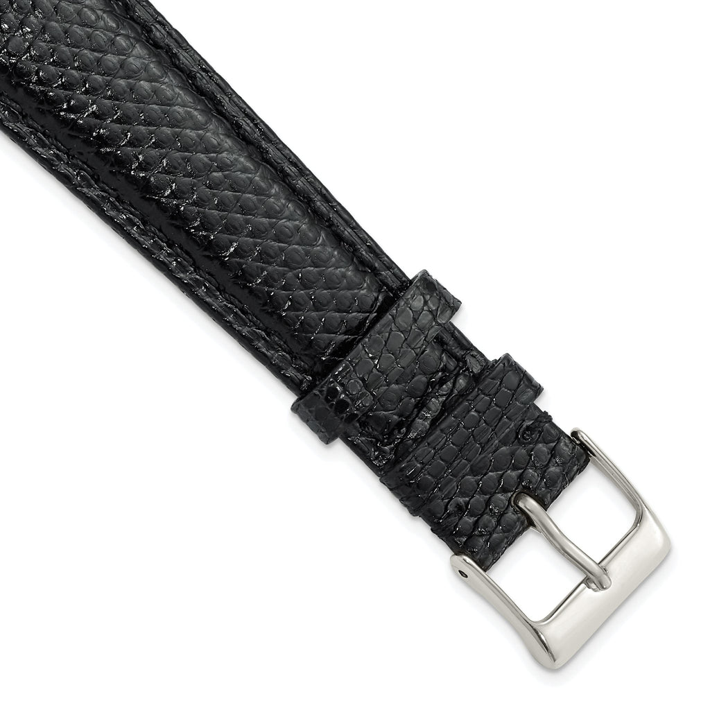 Genuine Lizard Leather Watch Band in Black, 16mm