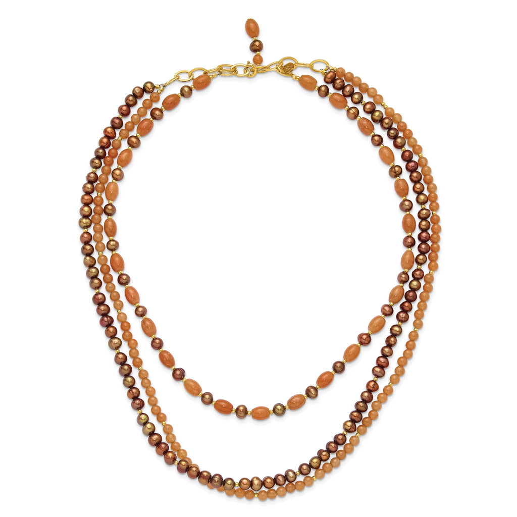 Sterling Silver Gold-plated Multi Stone Adj. 17in or 40in Necklace