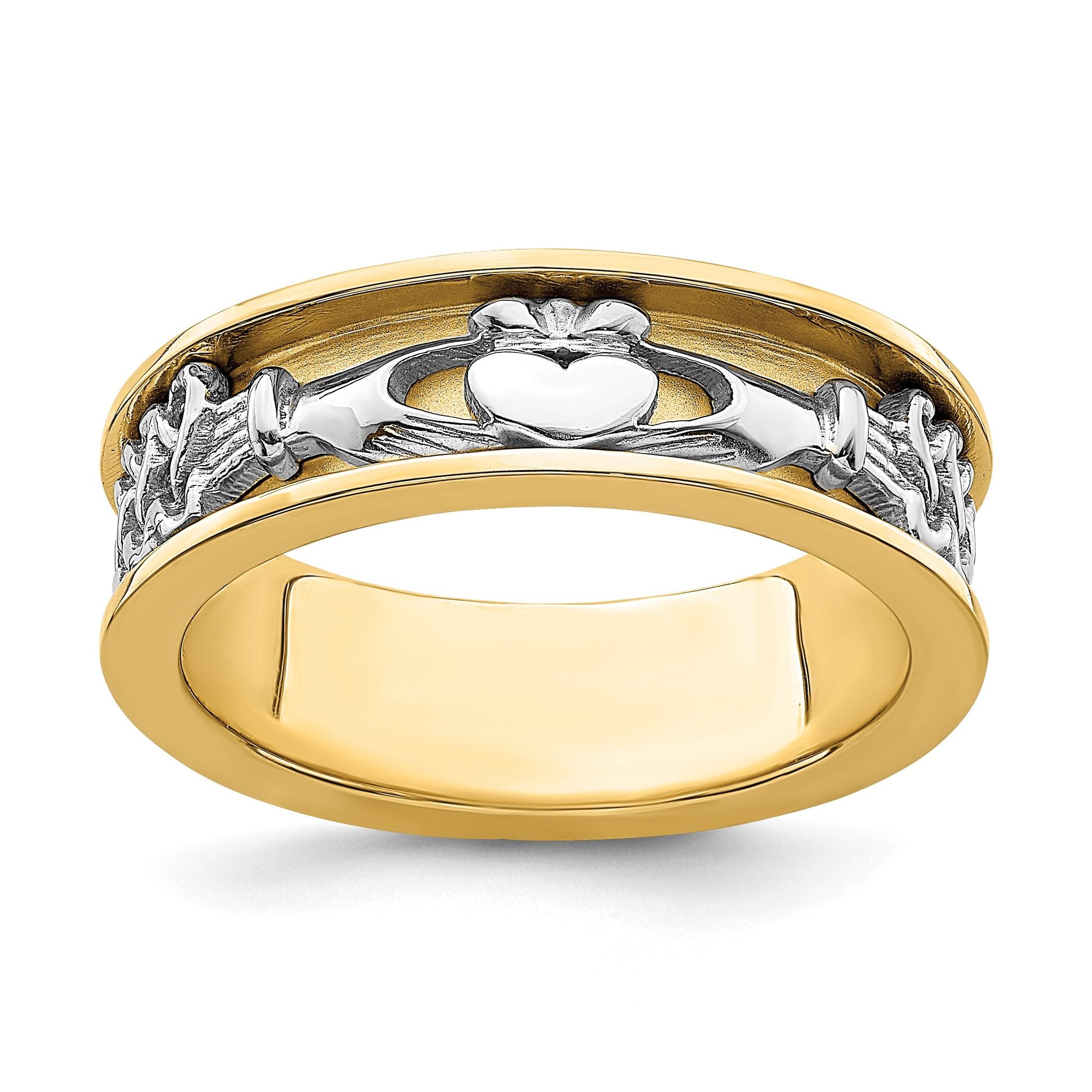 14k Two Tone Claddagh Band Main image