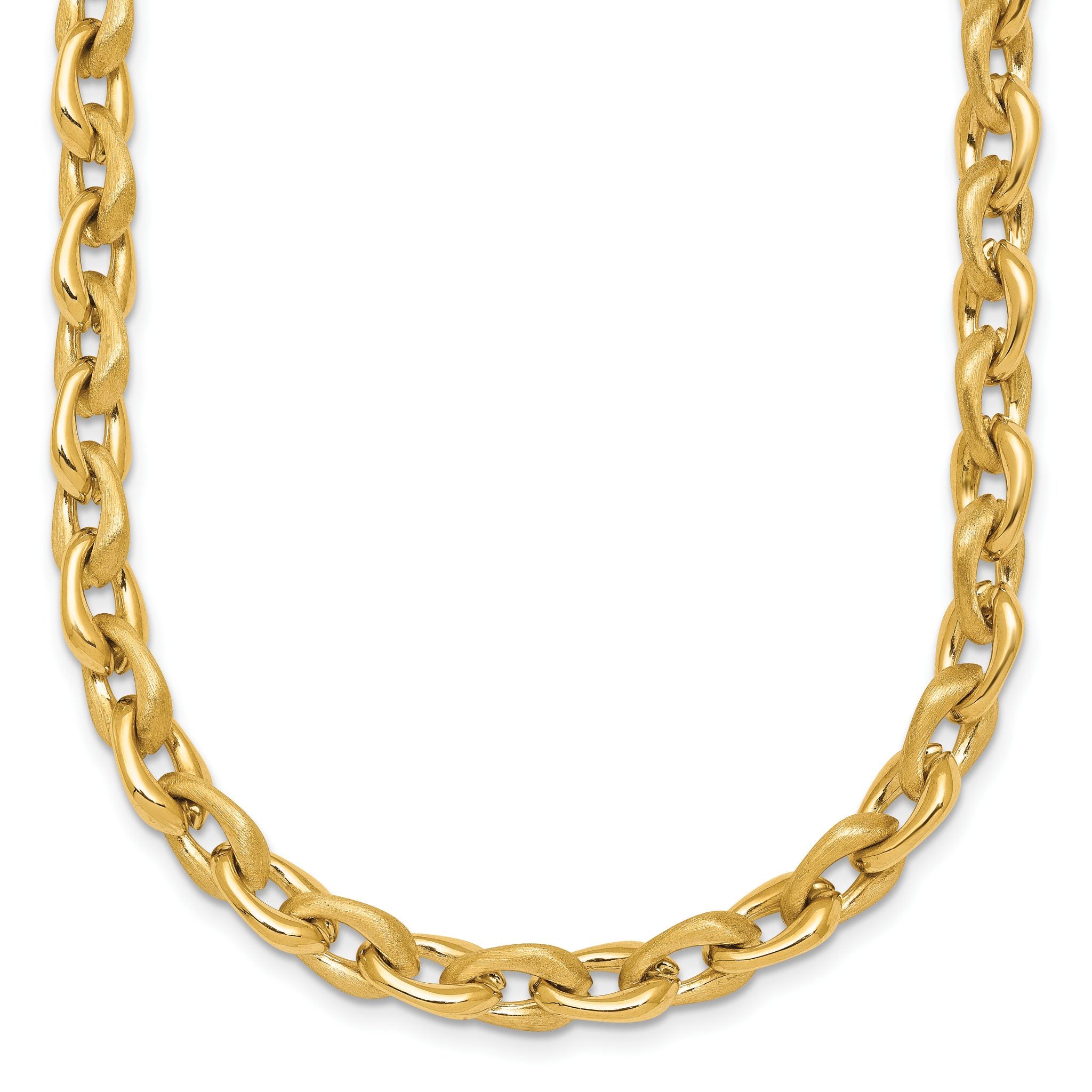 14k Polished And Brushed 6.5mm Fancy Cable Chain 18 inch Necklace Main image