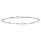 Sterling Silver Moon and Star 9 inch Plus 1 inch Extender - Total 10 inch Anklet