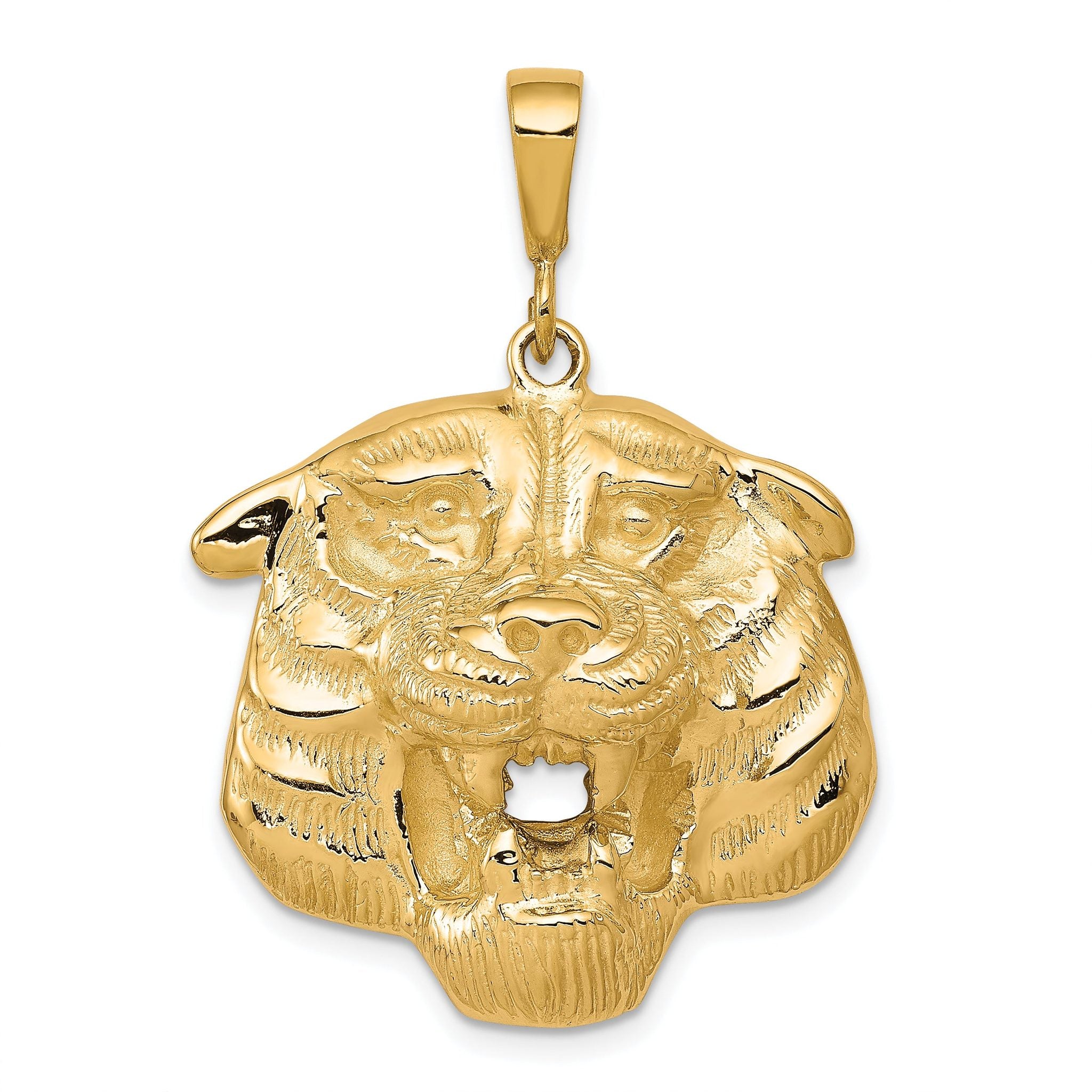 10K Gold Polished Tiger Head Charm Bold Solid Design Elegant Main image