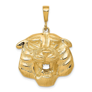 Large Tiger Head Charm in 10K Yellow Gold, 35mm - Sophia Jewelers