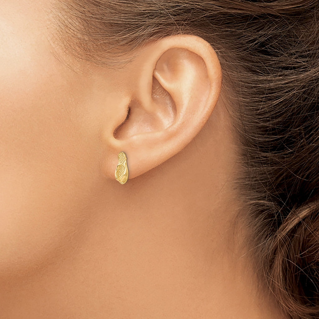 14K Gold Flip Flop Earrings with Post Back, Solid Dangle Design