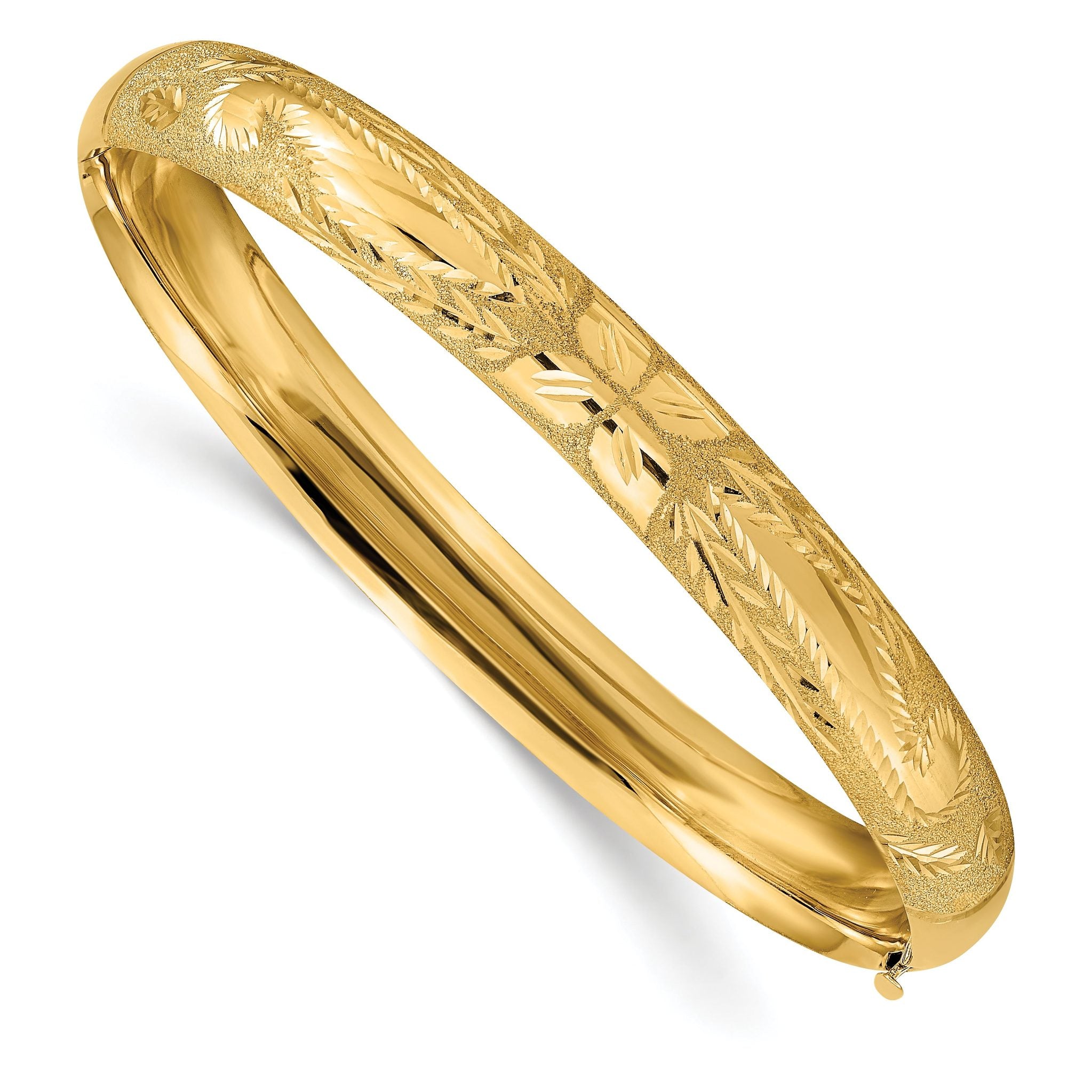 14k 5/16 Laser Cut Hinged Bangle Bracelet Main image