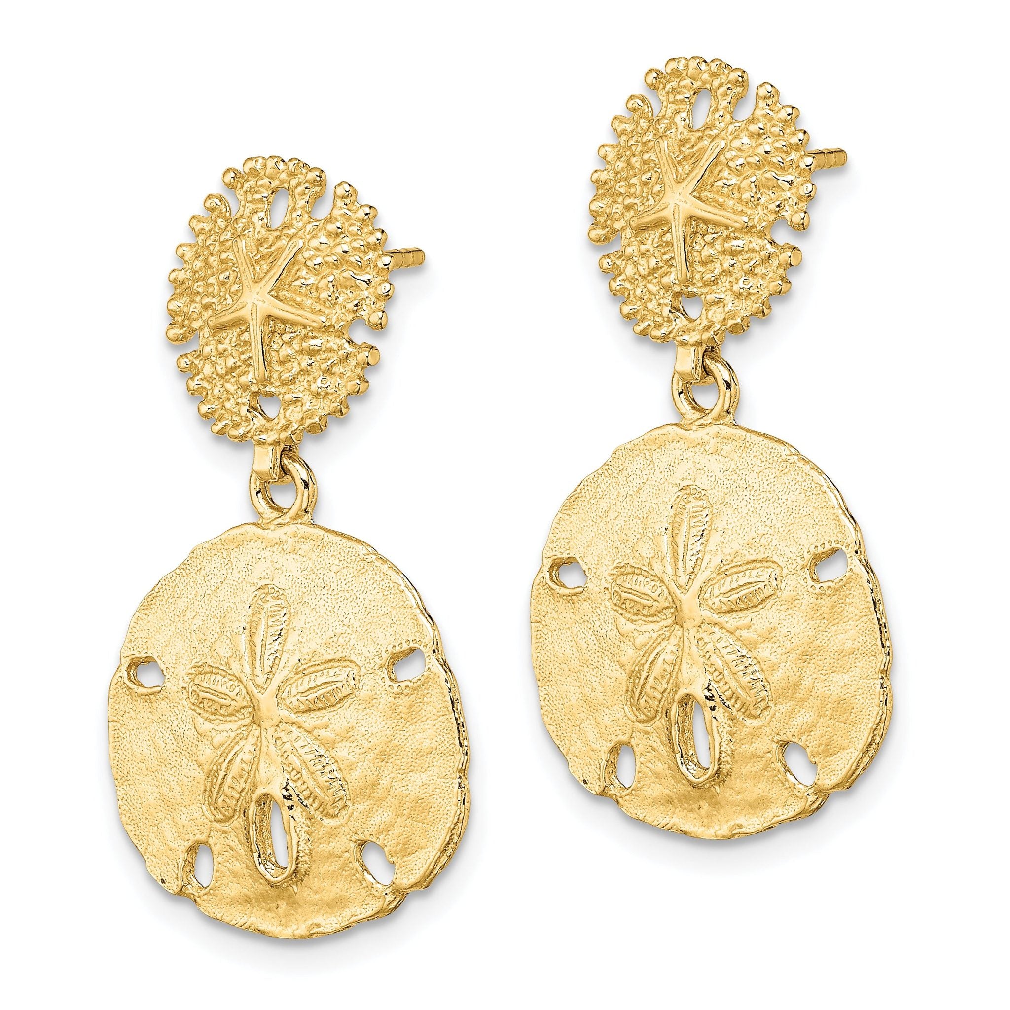 14K Double Sand Dollar Dangle Earrings Secondary image