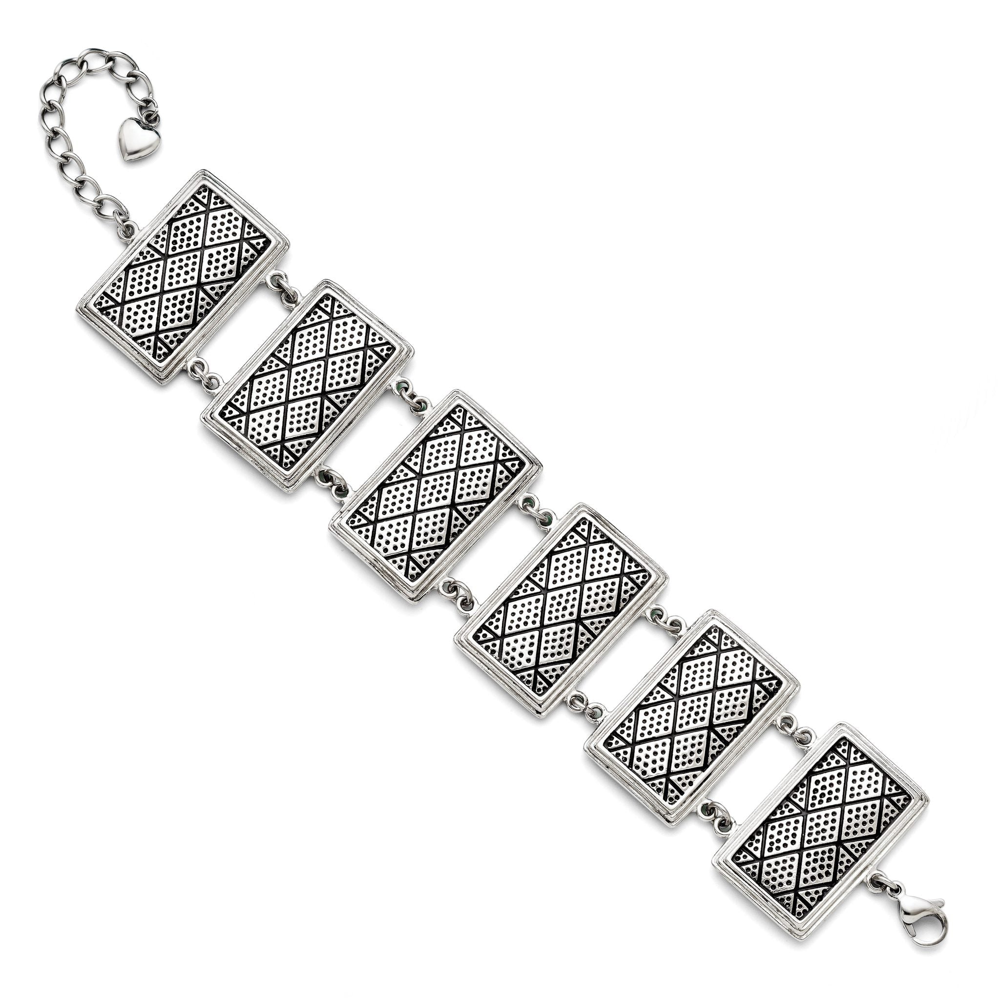 Stainless Steel with extension Antiqued Bracelet for Women