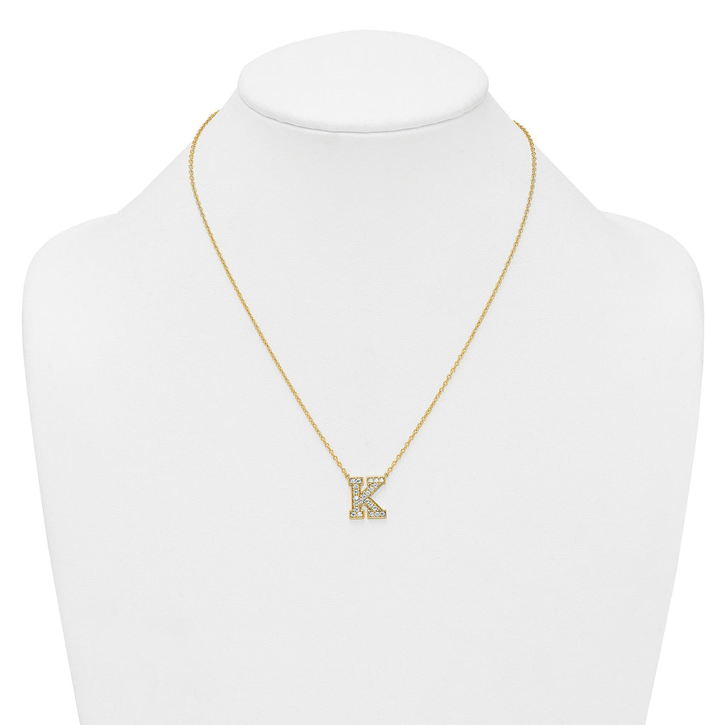 14k 1/2 carat Lab Grown Diamond VS+ F+ Complete Letter D 18 inch Initial Necklace