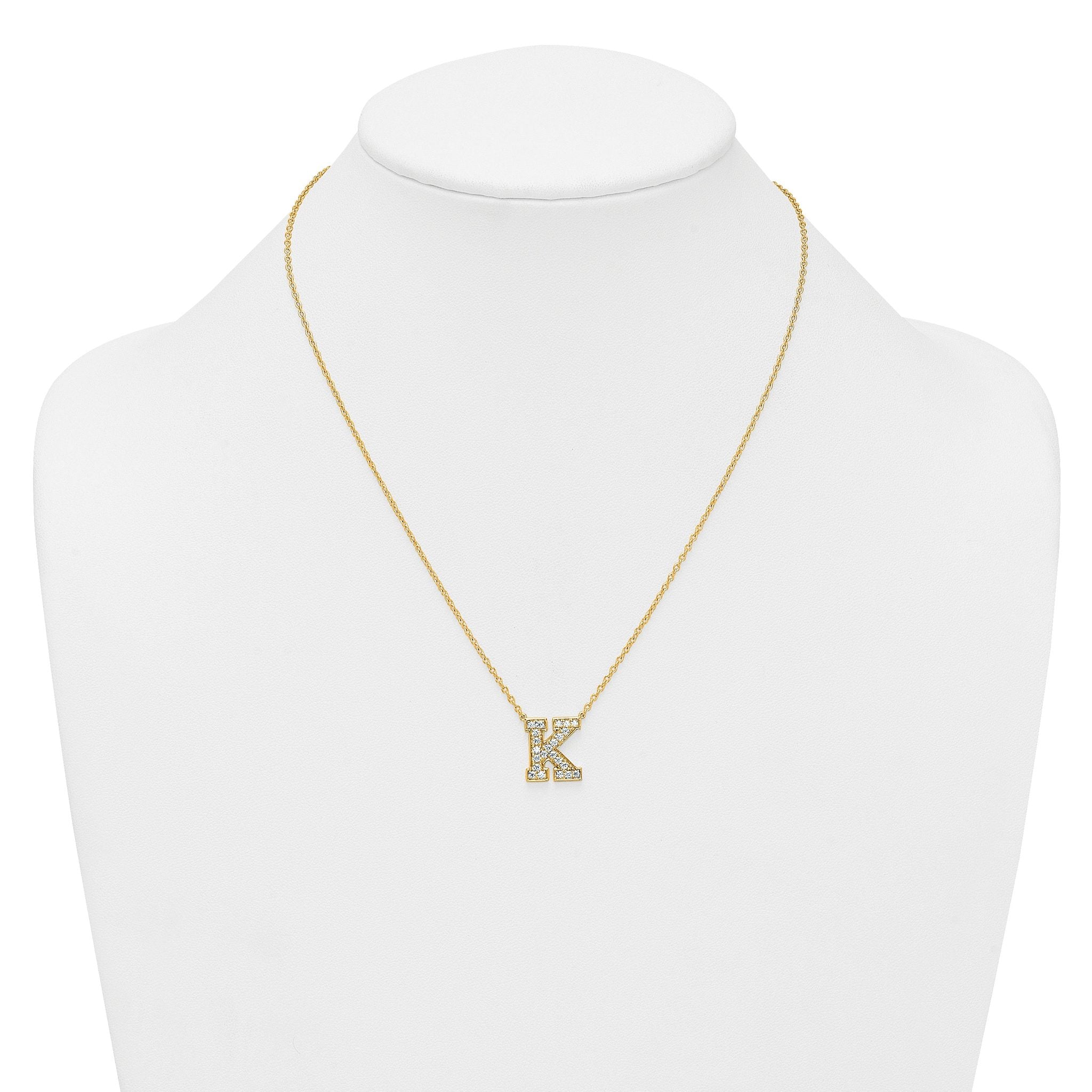14k 1/2 carat Lab Grown Diamond VS+ F+ Complete Letter D 18 inch Initial Necklace