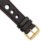 Grand Prix Leather Watch Band with Red Stitching, 24mm
