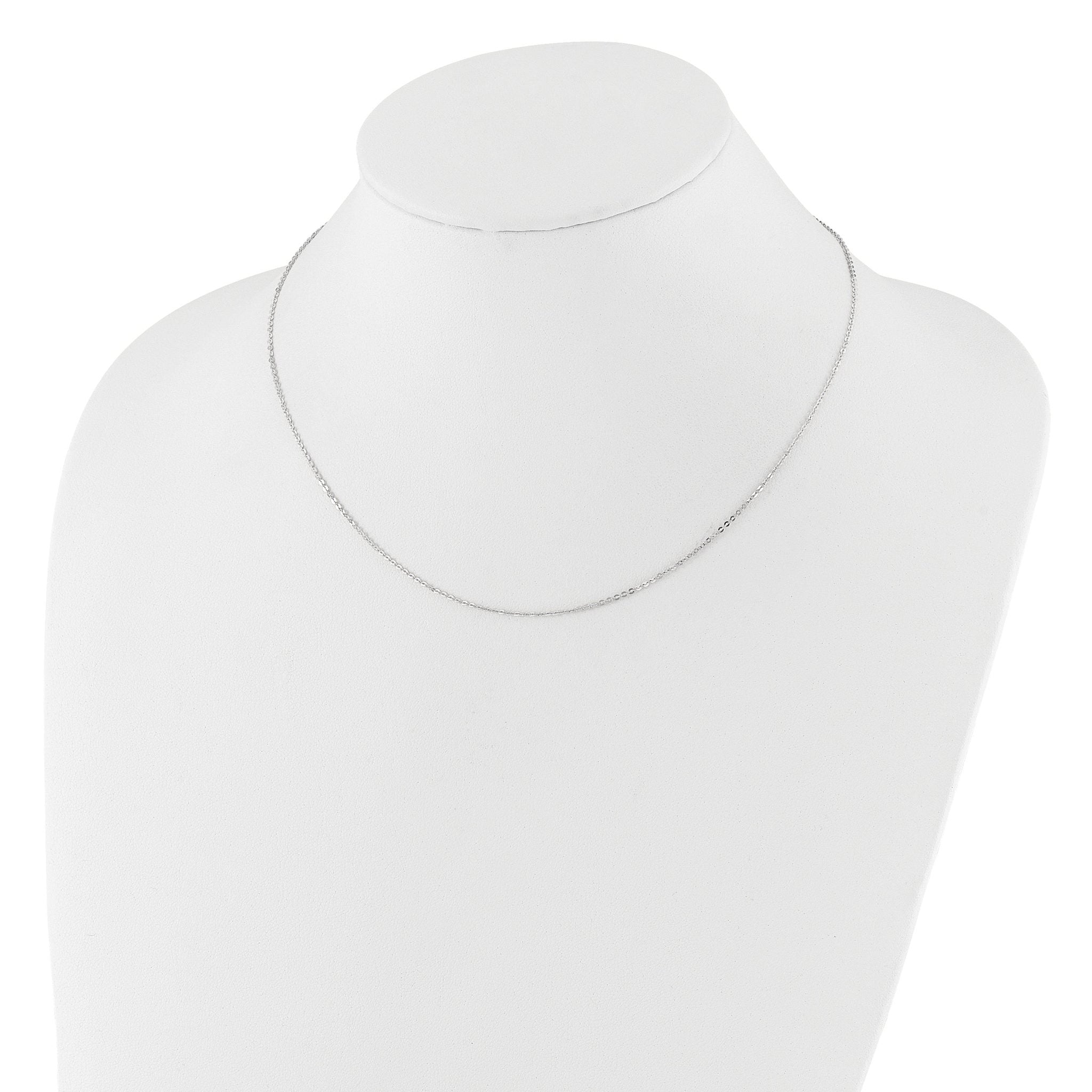 14k White Gold 1.2mm Flat Cable 1in+1in Adjustable Chain