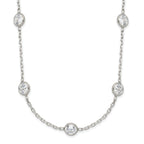 Sterling Silver Clear 4mm 9-Station CZ With Extension ext. Necklace