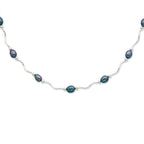 Sophia Jewelers Sterling Silver Pearl Necklace with Black Cultured Freshwater Pearls