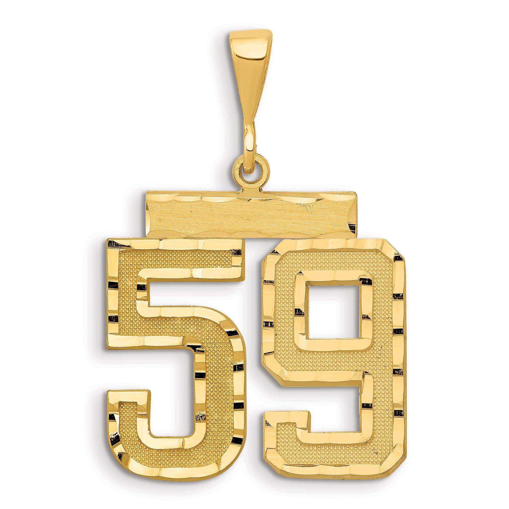 14K Gold Large Diamond-Cut Number 59 Charm with Brushed Finish