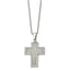 Stainless Steel Men's Cross Pendant Necklace with Grey Carbon Fiber Inlay