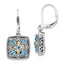 Sophia Jewelers Sterling Silver 14K Gold Leverback Earrings with Antiqued Diamond and Blue Topaz