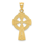 14K Gold Celtic Cross Pendant with Textured Elegance